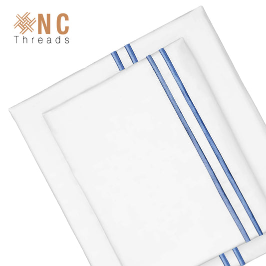 XNC Threads - CAPRI BLUE LINES EMBROIDERED SHEET SET